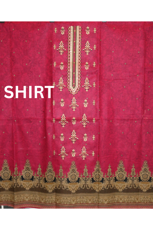 3 piece embroidered khaddar suit unstitched