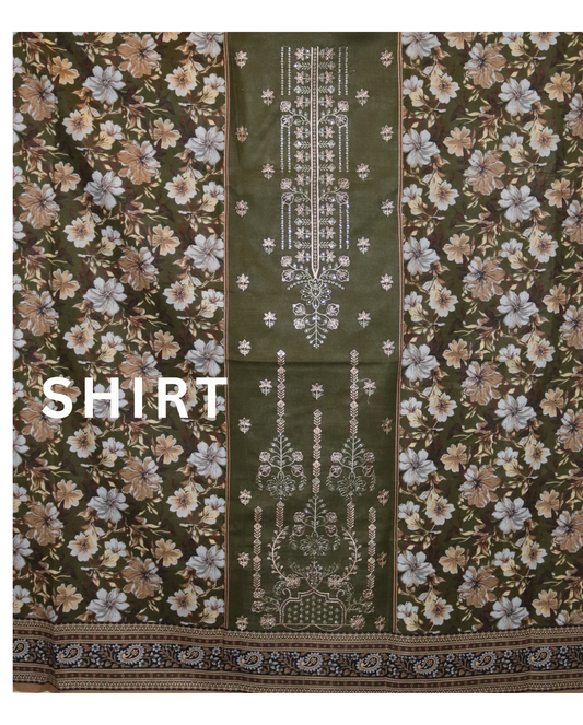 3 piece embroidered khaddar suit unstitched