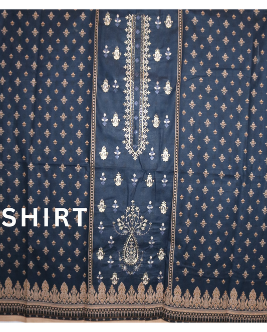 3 piece embroidered khaddar suit unstitched