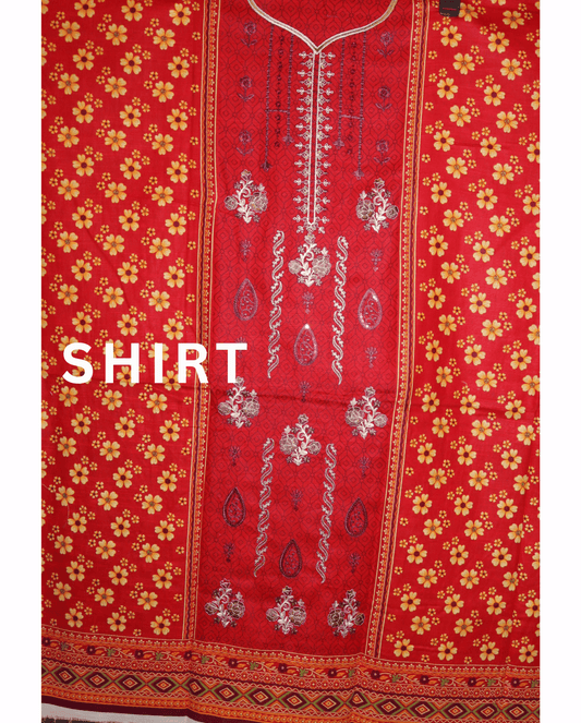 3 piece embroidered khaddar suit unstitched