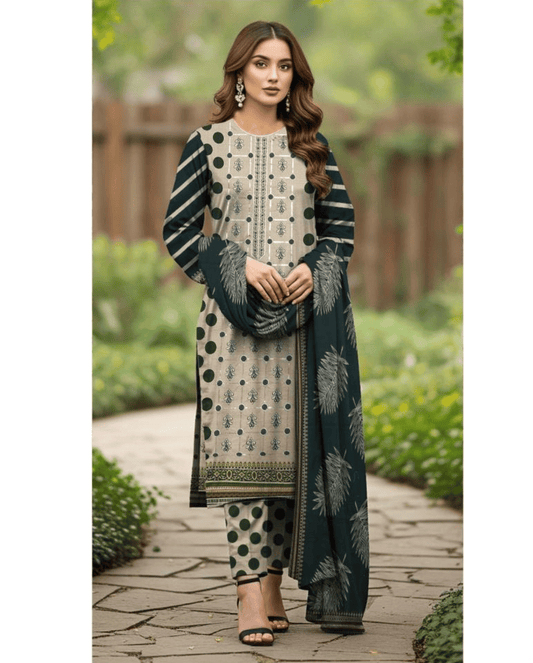 3 piece embroidered khaddar suit unstitched