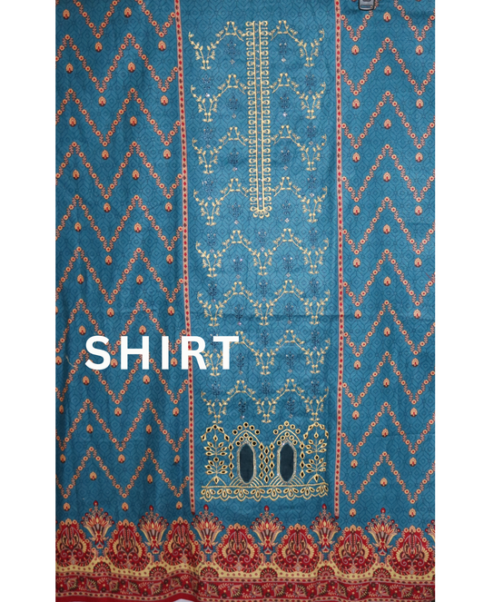 3 piece embroidered khaddar suit unstitched