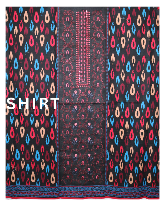 3 piece embroidered khaddar suit unstitched