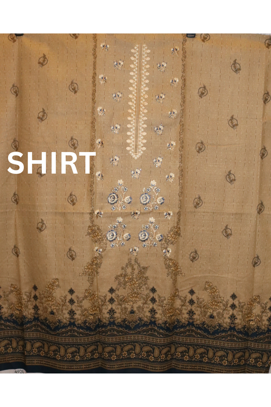 3 piece embroidered khaddar suit unstitched