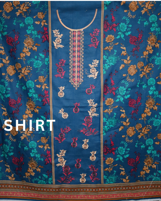 3 piece embroidered khaddar suit unstitched