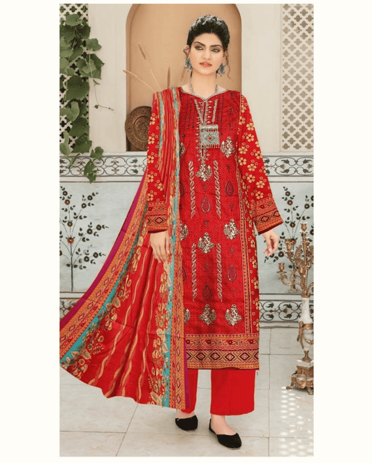 3 piece embroidered khaddar suit unstitched